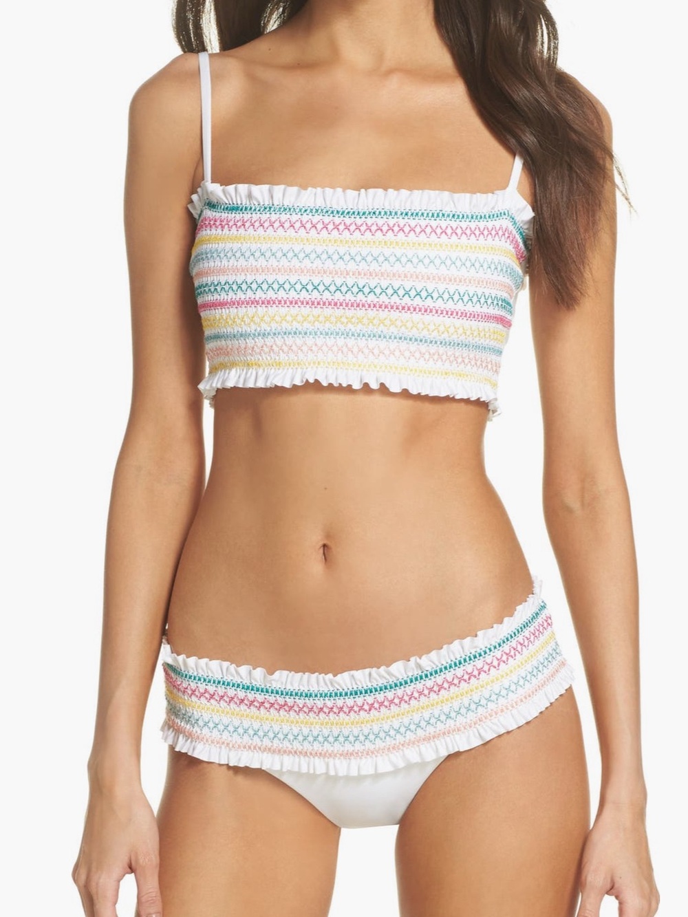 Isabella Rose Crystal Cove Smocked Bandeau Bikini Top and Bikini Bottom